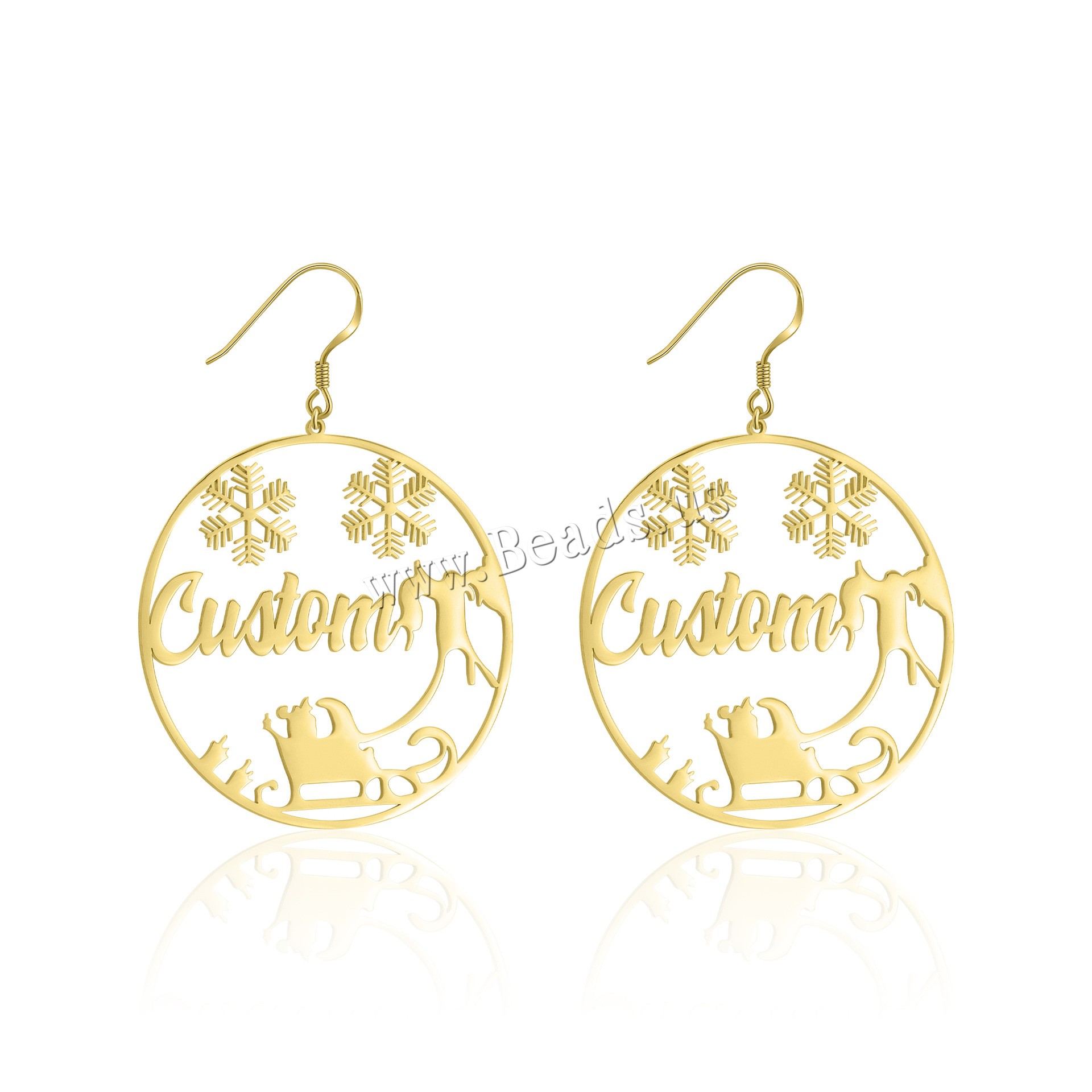 Edelstahl Tropfen Ohrring, 304 Edelstahl, 18K vergoldet, Weihnachts-Design & Modeschmuck & für Frau, keine, 50mm, verkauft von Paar