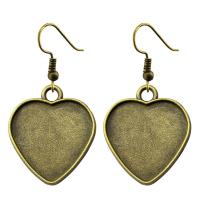 Zinc Alloy Earring Findings Heart antique bronze color plated vintage & DIY nickel lead & cadmium free 20mm Sold By Pair