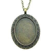 Tibetan Style Pendant Cabochon Setting, Oval, antique bronze color plated, vintage & different length for choice & DIY, more colors for choice, nickel, lead & cadmium free, 30x40mm, Sold By PC