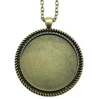 Zinc Alloy Pendant Cabochon Setting Round antique bronze color plated vintage & DIY nickel lead & cadmium free 40mm Sold By PC
