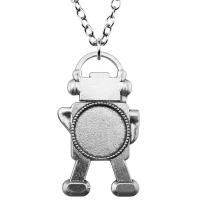 Tibetan Style Pendant Cabochon Setting, Robot, antique silver color plated, vintage & different length for choice & DIY, more colors for choice, nickel, lead & cadmium free, 20mm, Sold By PC