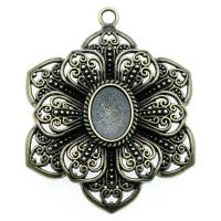 Zinc Alloy Pendant Cabochon Setting Flower plated vintage & DIY nickel lead & cadmium free Sold By PC