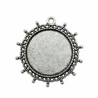 Tibetan Style Pendant Cabochon Setting, Round, antique silver color plated, vintage & DIY, nickel, lead & cadmium free, 30mm, Sold By PC