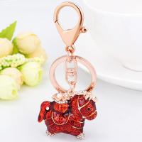 Tibetan Style Key Clasp, Horse, Unisex & with rhinestone, red, nickel, lead & cadmium free, 4.5*3.5cm,10cm, Sold By PC
