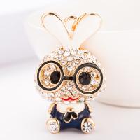 Tibetan Style Key Clasp, Rabbit, Unisex & with rhinestone, more colors for choice, nickel, lead & cadmium free, 11cm,5*3cm, Sold By PC