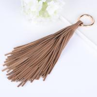 Tibetan Style Key Clasp, with PU Leather, Tassel, Unisex, more colors for choice, nickel, lead & cadmium free, 210mm, Sold By PC