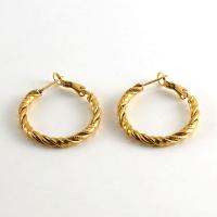 Titanium Steel  Earring, 18K gold plated, fashion jewelry & for woman, golden, 30mm, Sold By Pair