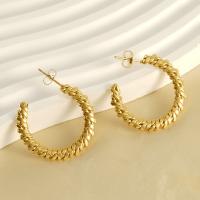 Boucle d'oreille Acier Titane, Plaqué or 18K, bijoux de mode & pour femme, doré, 30x30mm, Vendu par paire