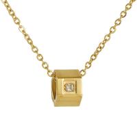 Edelstahl Schmuck Halskette, 304 Edelstahl, 18K vergoldet, Modeschmuck & für Frau & mit Strass, goldfarben, 7x10mm, verkauft per ca. 17.72 ZollInch Strang