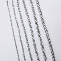 Rustfrit stål Rope Chain, 304 rustfrit stål, forskellig størrelse for valg & for mennesket, sølv, 100m/Bag, Solgt af Bag