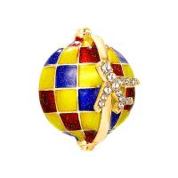 Zinc Alloy Brooches Globe for woman & enamel & with rhinestone nickel lead & cadmium free Sold By PC