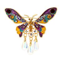 Zinc Alloy Brooches with Plastic Pearl Butterfly for woman & enamel & with rhinestone nickel lead & cadmium free Sold By PC