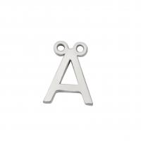 Stainless Steel Letter Pendants 304 Stainless Steel Alphabet Letter polished letters are from A to Z & DIY & double-hole original color Sold By PC