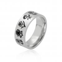 Stainless Steel Finger Ring 304 Stainless Steel Flower Vacuum Ion Plating & for woman & blacken US Ring Sold By PC