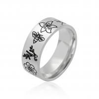Stainless Steel Finger Ring 304 Stainless Steel Flower Vacuum Ion Plating & for woman US Ring Sold By PC