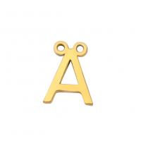 Stainless Steel Letter Pendants 304 Stainless Steel Alphabet Letter Vacuum Ion Plating letters are from A to Z & DIY & double-hole golden Sold By PC