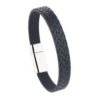 PU Leather Cord Bracelets zinc alloy magnetic clasp plated for man Length Approx 21 cm Sold By PC