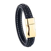 PU Leather Cord Bracelets zinc alloy magnetic clasp plated for man Length 22 cm Sold By PC
