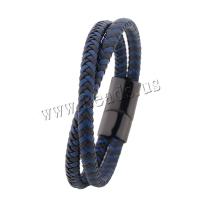 PU Leather Cord Bracelets zinc alloy magnetic clasp plated for man Random Color Length Approx 21 cm Sold By PC