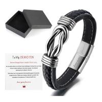 PU Leather Cord Bracelets 316 stainless steel magnetic clasp punk style & for man Length 21 cm Sold By PC
