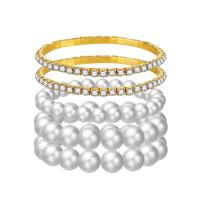 Sets de Joyas, Perlas plásticas, con aleación de zinc, chapado en color dorado, 5 piezas & para mujer, 38x58mm, Vendido por Set