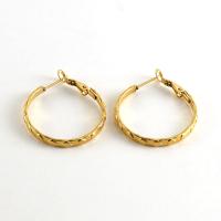 Stainless Steel Hoop Earring, 304 Stainless Steel, Donut, Vacuum Ion Plating, for woman, golden, 30mm, Sold By Pair