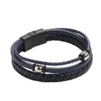 PU Leather Cord Bracelets with 304 Stainless Steel fashion jewelry & multilayer & Unisex Length Approx 21 cm Sold By PC