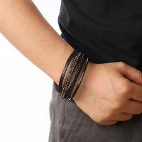 PU Leather Cord Bracelets with 304 Stainless Steel fashion jewelry & multilayer & Unisex Length Approx 21 cm Sold By PC