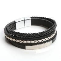 Bracelets cordon PU, cuir PU, avec Acier inoxydable 304, bijoux de mode & multicouche & unisexe, plus de couleurs à choisir, Longueur:Environ 22 cm, Vendu par PC