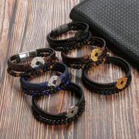 PU Cord Armband, med 304 rostfritt stål, mode smycken & flerskikts & Unisex, fler färger för val, Längd Ca 21 cm, Säljs av PC