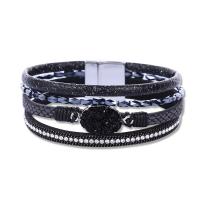 Bracelets cordon PU, cuir PU, avec Acier inoxydable 304, bijoux de mode & multicouche & unisexe, plus de couleurs à choisir, Longueur:Environ 21 cm, Vendu par PC