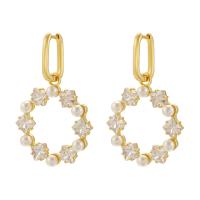 Zinc Alloy Drop Earrings Flower plated micro pave cubic zirconia & for woman nickel lead & cadmium free Sold By Pair