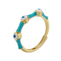 Evil Eye Jewelry Finger Ring, Brass, Vacuum Ion Plating, Adjustable, more colors for choice, 23mm, Inner Diameter:Approx 17mm, Sold By PC
