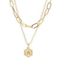 Multi Layer Necklace, Tibetan Style, Hexagon, Vacuum Ion Plating, Double Layer & for woman, golden, nickel, lead & cadmium free, 15mm, Length:48.36.9 cm, Sold By PC
