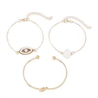 Bracelet Evil Eye bijoux, alliage de zinc, Mauvais œil, Placage, trois pièces & style folk & pour femme & émail, plus de couleurs à choisir, protéger l'environnement, sans nickel, plomb et cadmium, Vendu par fixé
