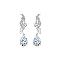 Brass Drop Earring Teardrop platinum color plated micro pave cubic zirconia & for woman nickel lead & cadmium free Sold By Pair
