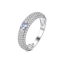 Brass Finger Ring Donut platinum color plated & micro pave cubic zirconia & for woman platinum color nickel lead & cadmium free 4.40mm US Ring Sold By PC