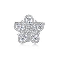 Fashion Brooch Jewelry, Brass, Flower, platinum color plated, micro pave cubic zirconia & for woman, nickel, lead & cadmium free, 26.80x25.50mm, Sold By PC