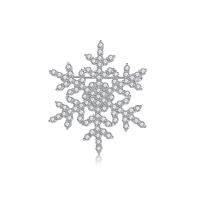 Fashion Brooch Jewelry, Brass, Snowflake, platinum color plated, micro pave cubic zirconia & for woman, nickel, lead & cadmium free, 36.50x41.80mm, Sold By PC