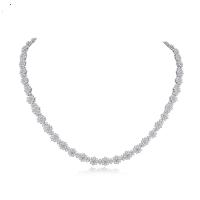 Brass Necklace Flower platinum color plated micro pave cubic zirconia & for woman nickel lead & cadmium free Length 43 cm Sold By PC