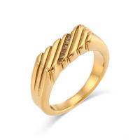 Cubic Zirconia nerezové prst prsten, 304 Stainless Steel, módní šperky & micro vydláždit kubické zirkony, zlatý, 15x6mm, Velikost:6-8, Prodáno By PC