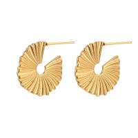 Stainless Steel Stud Earrings 304 Stainless Steel Round 18K gold plated fashion jewelry golden 20mm Sold By Pair