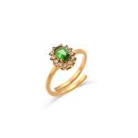 Zirkonia Edelstahl-Finger- Ring, 304 Edelstahl, 18K vergoldet, Einstellbar & Modeschmuck, keine, 19.20x24.60mm, verkauft von PC