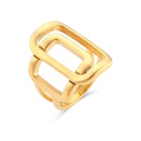 Edelstahl Ringe, 304 Edelstahl, Quadrat, 18K vergoldet, Modeschmuck, Silberfarbe, 22x17mm, Größe:6-8, verkauft von PC