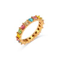 Zirkonia Edelstahl-Finger- Ring, 304 Edelstahl, 18K vergoldet, Modeschmuck & Micro pave Zirkonia, keine, 3mm, Größe:8-10, verkauft von PC