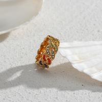 Rozsdamentes acél Finger Ring, 304 rozsdamentes acél, 18K aranyozott, divat ékszerek & mikro egyengetni cirkónia, aranysárga, Méret:6-8, Által értékesített PC