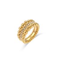 Cyrkonia stali nierdzewnej Ring Finger, Stal nierdzewna 304, biżuteria moda & mikro utorować cyrkonia, złoty, 10mm, rozmiar:6-8, sprzedane przez PC