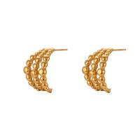 Stainless Steel Stud Earrings 304 Stainless Steel Vacuum Ion Plating fashion jewelry golden Sold By Pair