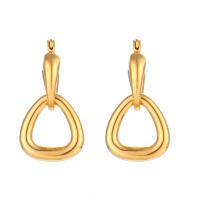 Acier inoxydable Levier Retour Earring, Acier inoxydable 304, triangle, bijoux de mode, doré, 30x16x4mm, Vendu par paire