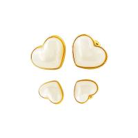 Brass Stud Earring with Mabe Pearl Heart 18K gold plated fashion jewelry & for woman Sold By Pair